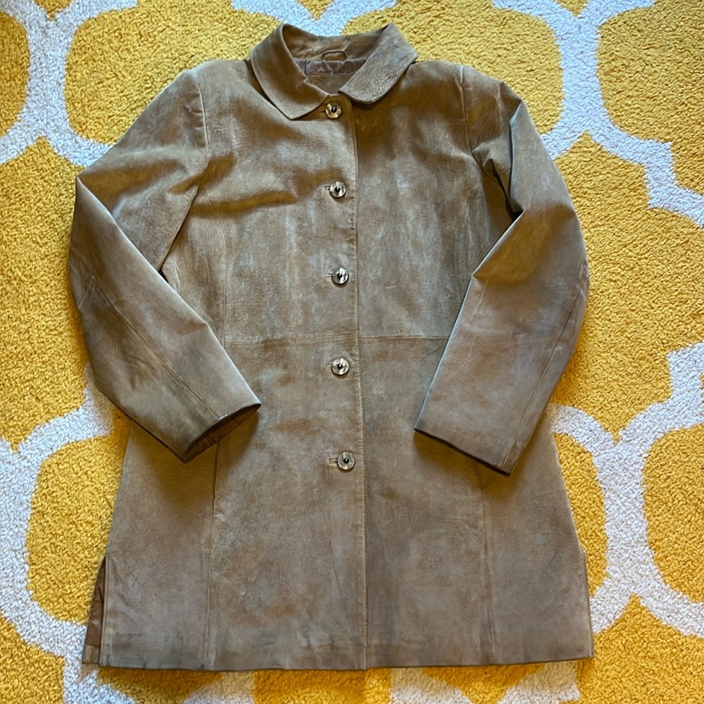 Camel color leather coat